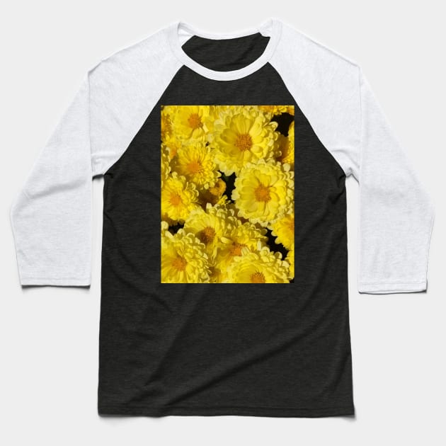 Mums yellow flowers Mother's day Baseball T-Shirt by robrush47